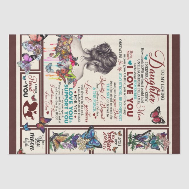 Personalised Letter To My Loving Daughter Tissue Paper (Front)