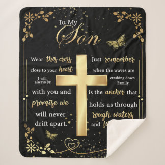 Personalised Letter To My Son Beautiful Butterfly Sherpa Blanket