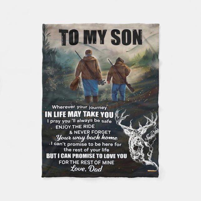 Personalised Letter To My Son From Dad Blanket, Fleece Blanket (Front)