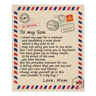 Personalised Letter To My Son From Dad Photo Print