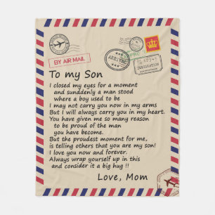 Personalised Letter To My Son From Mum, Fleece Blanket