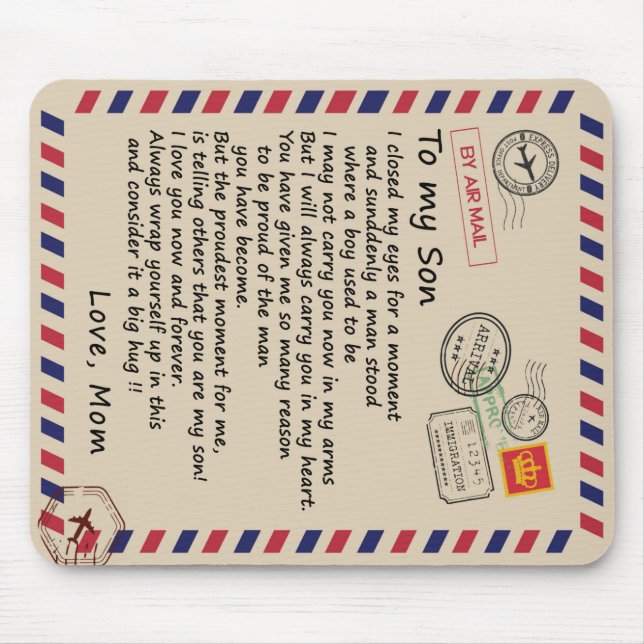 Personalised Letter To My Son From Mum Mouse Pad (Front)