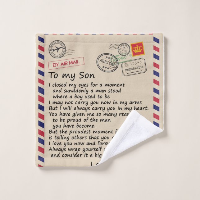 Personalised Letter To My Son From Mum Wash Cloth (Wash Cloth)