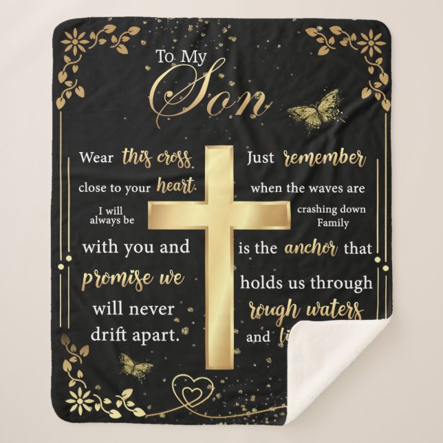 Personalised Letter To My Son Sherpa Blanket (Front)