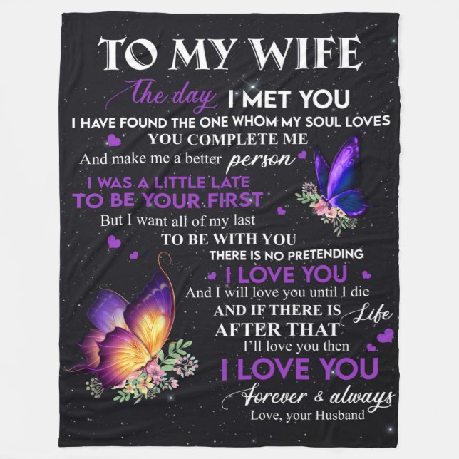 Personalised Letter To My Wife, Couple Valentine Fleece Blanket (Front)