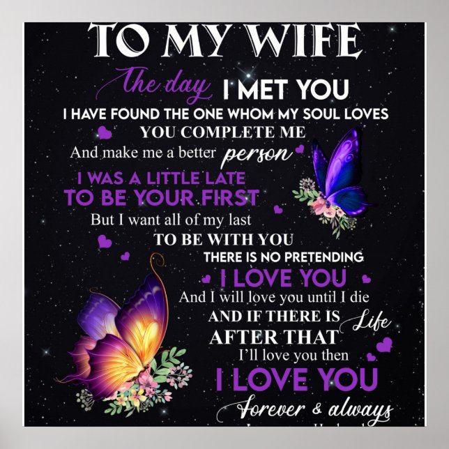 Personalised Letter To My Wife, Couple Valentine Poster (Front)