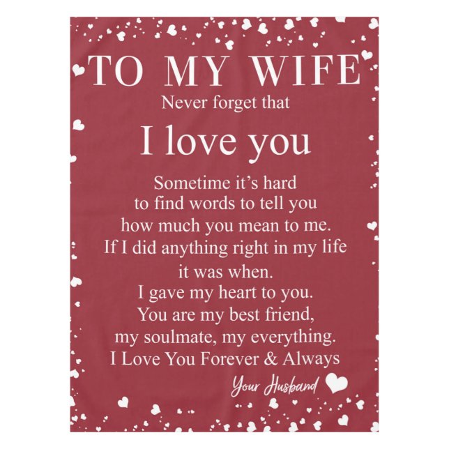 Personalised Letter To My Wife From Husband Gift Tablecloth (Front)
