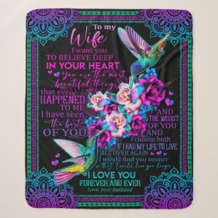 Personalised Letter To My Wife - Hummingbird Sherpa Blanket