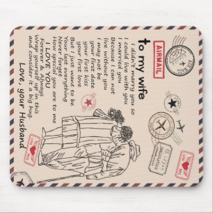 Personalised Letter To My Wife, Wife Birthday Gift Mouse Pad
