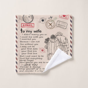 Personalised Letter To My Wife, Wife Birthday Gift Wash Cloth