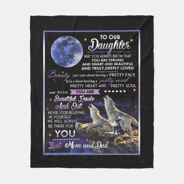 Personalised Letter To Our Daughter Fleece Blanket (Front)