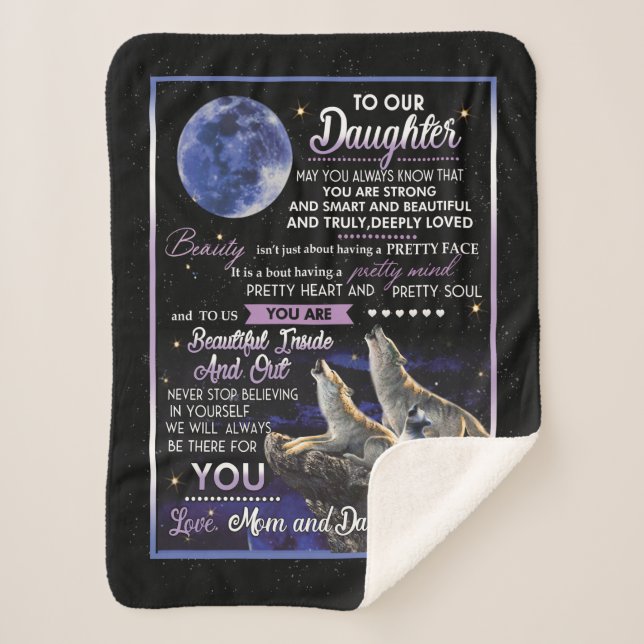 Personalised Letter To Our Daughter Mum And Dad Sherpa Blanket (Front)