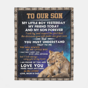 Personalised Letter To Our Son, Son Birthday Gift Fleece Blanket