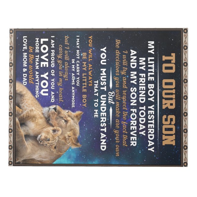 Personalised Letter To Our Son, Son Birthday Gift Notepad (Front)