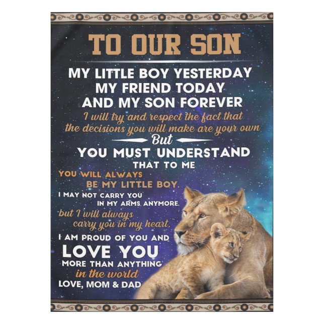 Personalised Letter To Our Son Tablecloth (Front)