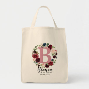 Personalised Letter Winter Bridesmaid  Tote Bag