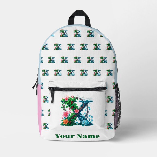Personalised Letter X Printed Backpack (Front)