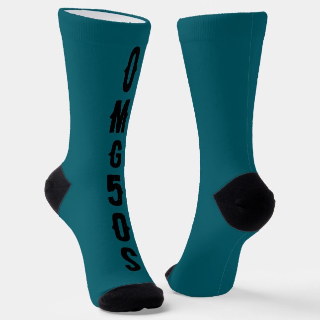 Personalised lettering black blue trendy Chic Socks (Angled)