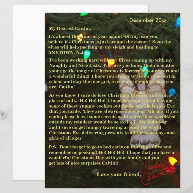 Personalised Letters from Santa Angel (Front/Back)