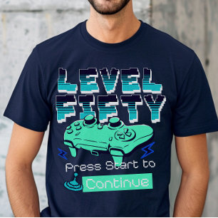 Personalised Level 50 Retro Gaming 50th Birthday T-Shirt