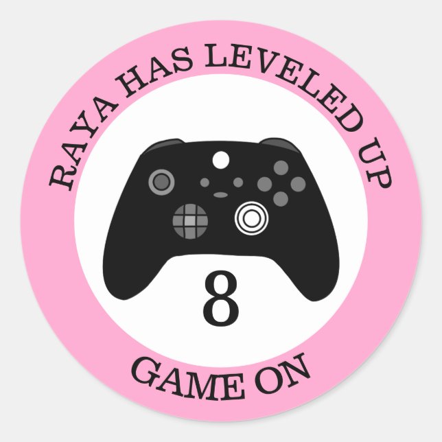 Personalised Level Up Gaming Themed Birthday   Classic Round Sticker (Front)