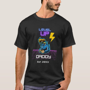 Personalised Level Up To New Daddy For Gamer Tee