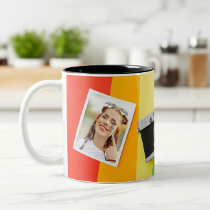 Personalised LGBT Pride Two Photo Name Gift Two-Tone Coffee Mug