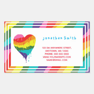 Personalised LGBT Rainbow Heart Rectangular Sticker