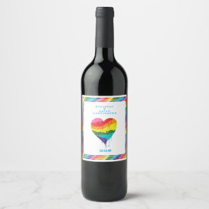 Personalised LGBT Rainbow Heart Wine Label