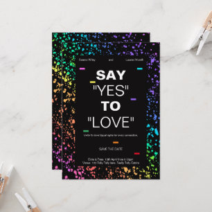 Personalised LGBTQ digital modern black wedding Invitation