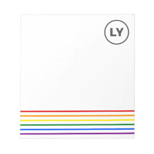 Personalised LGBTQ Initials Pride Rainbow Stripes Notepad