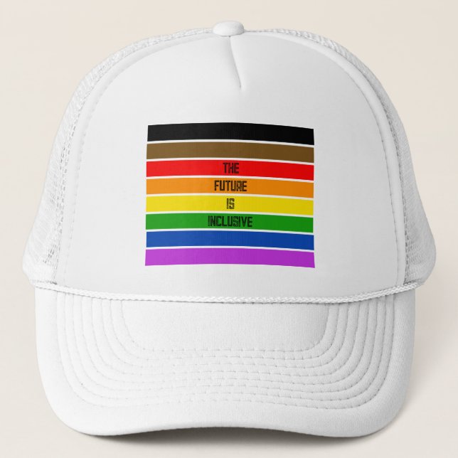 Personalised LGBTQ People of Colour Inclusive Flag Trucker Hat (Front)