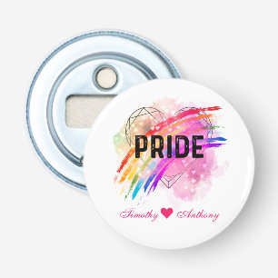 Personalised LGBTQ Pride Rainbow Colour Heart Bottle Opener
