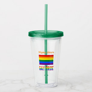 Personalised LGBTQ Rainbow Gay Pride Flag Acrylic Tumbler