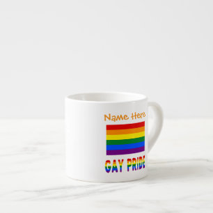 Personalised LGBTQ Rainbow Gay Pride Flag Espresso Cup