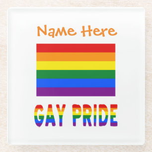 Personalised LGBTQ Rainbow Gay Pride Flag  Glass Coaster