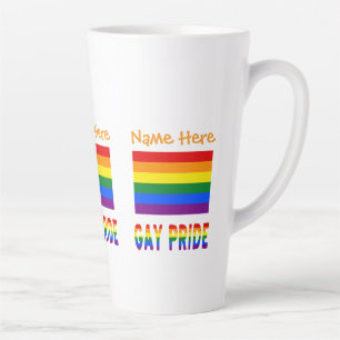 Personalised LGBTQ Rainbow Gay Pride Flag Large Latte Mug