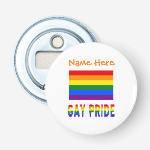 Personalised LGBTQ Rainbow Gay Pride Flag Round Bottle Opener