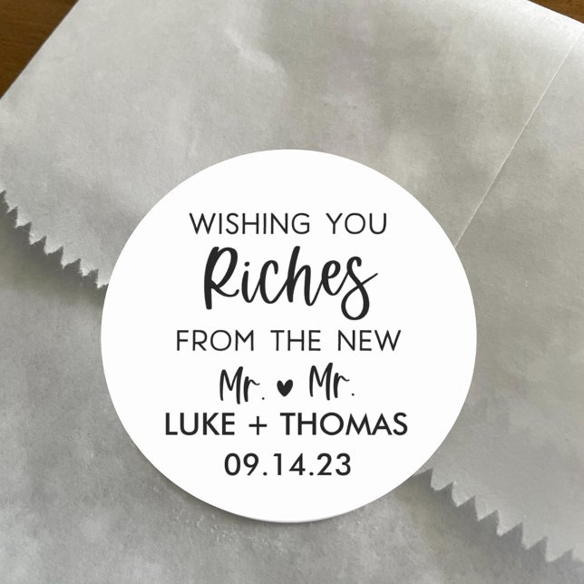 Personalised LGBTQ Wedding Lottery Ticket Favour Classic Round Sticker (Creator Uploaded)