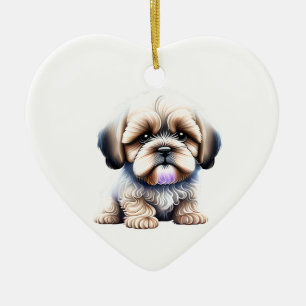 Personalised Lhasa Apso Puppy Ceramic Ornament