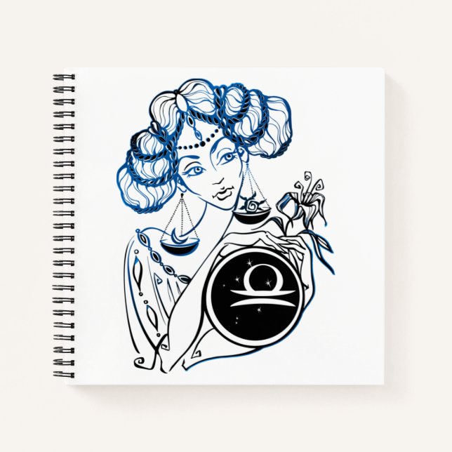 Personalised Libra Art Deco Lady Notebook (Front)
