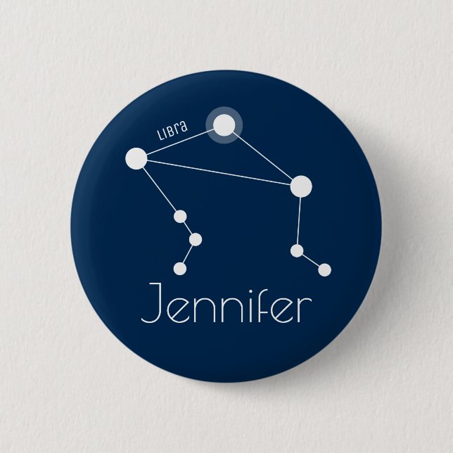 Personalised Libra Zodiac Constellation 6 Cm Round Badge (Front)