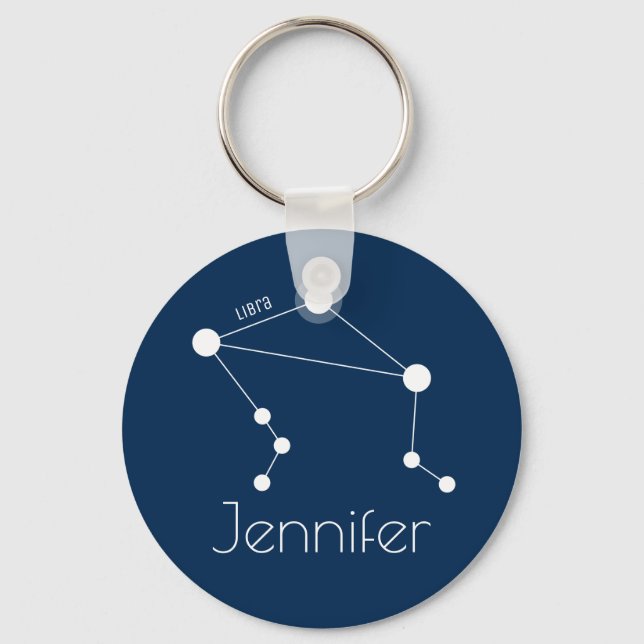 Personalised Libra Zodiac Constellation Key Ring (Front)