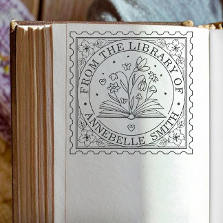 Personalised Library Book Teacher Rubber Stamp