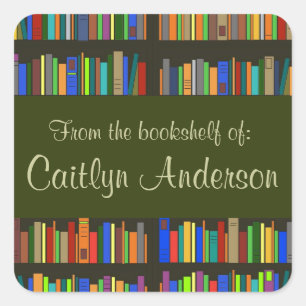 Personalised Library Bookshelves Bookplate Sticker