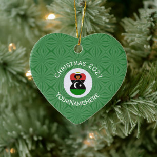 Personalised Libyan Angel Christmas Flag Ceramic Ornament