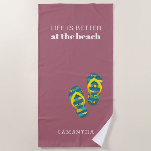 Personalised Life is Better at the Beach Family Towel