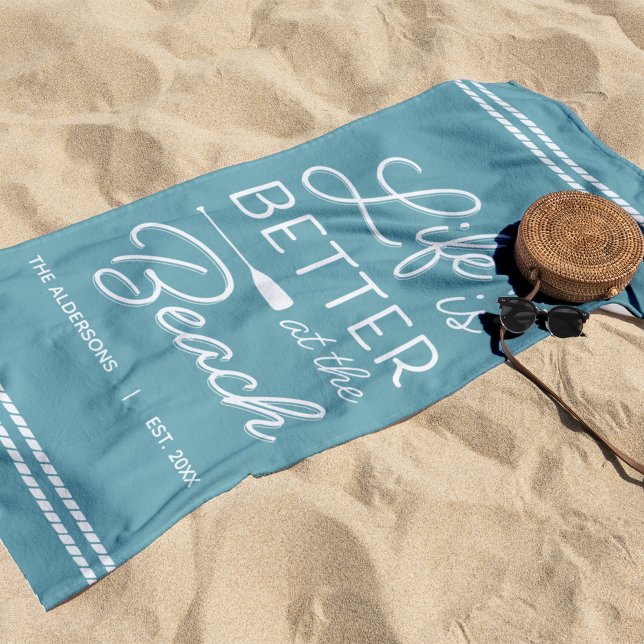 Personalised Life Is Better At The Beach Towel (Creator Uploaded)