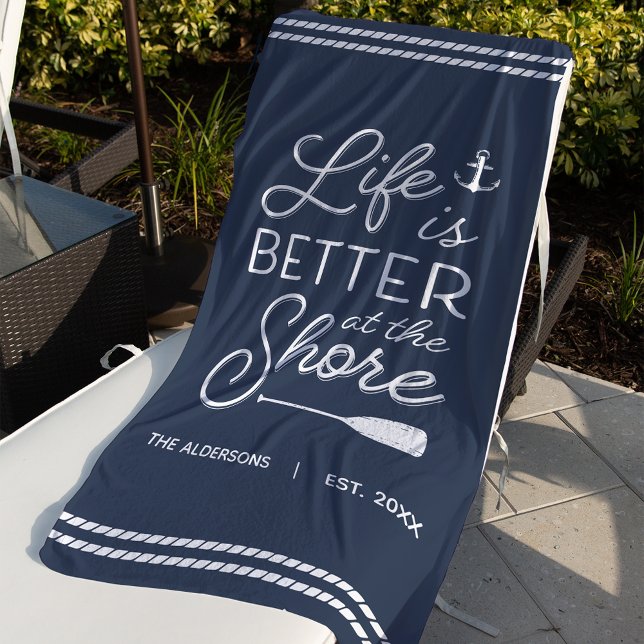 Personalised Life Is Better At The Shore Beach Towel (Creator Uploaded)