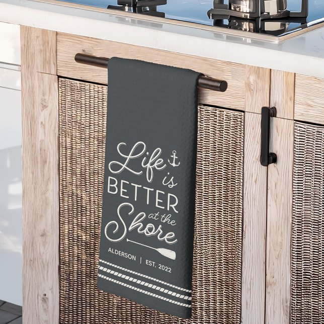 Personalised Life Is Better at the Shore Tea Towel (Creator Uploaded)